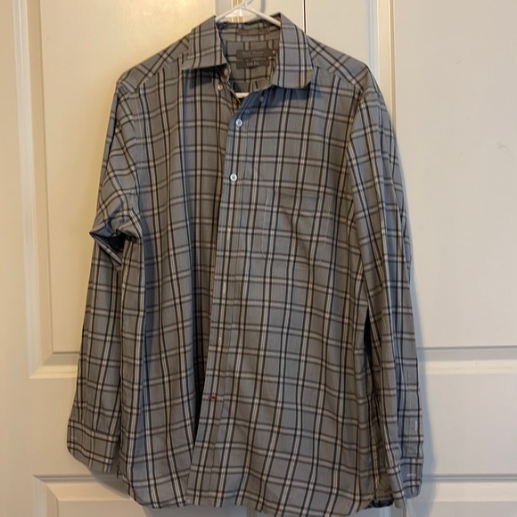David Cremieux gray plaid slim fit button down dress shirt Size XL - Picture 1 of 4